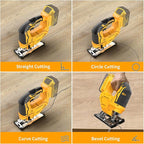 Jig saw compatible with Dewalt 20V Battery (Battery not Included) Cordless Jigsaw with LED Work Light, 0°- 45° Bevel Cuts, 3 Orbital Settings for Straight/Curve/Bevel/Circle Cutting