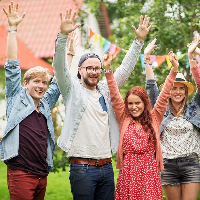 Teling 500 Pack VIP Plastic Wristbands Bracelets Party for Events VIP Custom Wristbands Plastic Bracelets Tear proof Waterproof Wrist Bands Arm Bands for Events Concerts