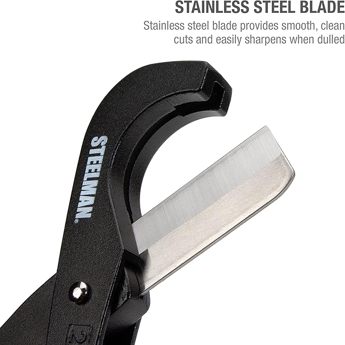 Steelman PVC Pipe Cutter Tool, Cuts 2-inch Tube, Stainless Steel Blade