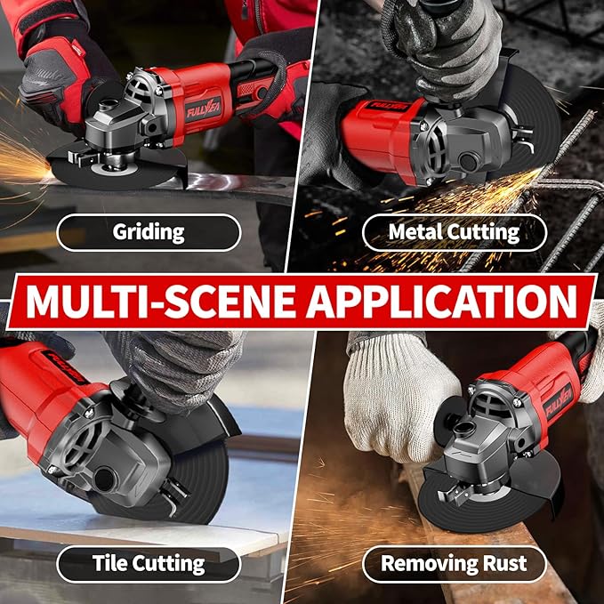 Cordless Angle Grinder Kit, 4-1/2" Power Angle Grinders with 2 * 4.0Ah Battery & 12000RPM Brushless Motor, Metal Grinder with Cutting Wheels, Electric Grinder Tool Set for Cutting, Grinding