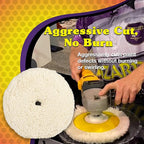 Wizards Finish Cut Buffing Pad - Velcro Backed, Blended Wool and Polyester, One-Step Buffer for Car Detailing - Cutting and Finishing Pad in One for Auto Detailing Supplies - 7½" x 1½"