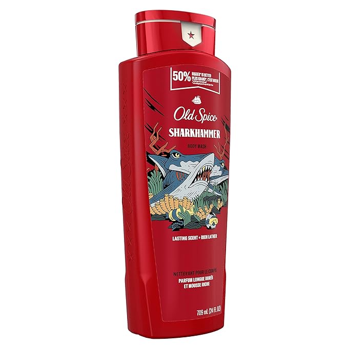 Old Spice Body Wash for Men, Sharkhammer, Long Lasting Lather, 24 fl oz (Pack of 4)-VeraVaultWomen