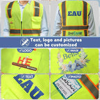 BeautyWill Custom Safety Vest Customized Logo Class 2 High Visibility Reflective Vest with Pockets Construction workwear