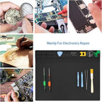 Handook Soldering Mat Silicone Repair Mat Heat Resistant 932°F Workbench Mat for Cellphone, Computer, PCB board Electronic Repair Mat for Soldering Station Iron Gun with Size 16 x 12 Inch (Black）