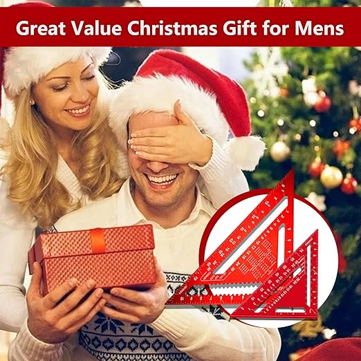 Carpenter Square 12 Inch &7 Inch,Aluminum Rafter Square Carpenter for Woodworking,Sturdy Angle Drawing Measuring Ruler,Layout Tool Alloy Triangle Ruler Protractor for Carpentry,Red