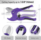 Bates- PVC Pipe Cutter, Cuts up to 1-5/8", Purple Ratcheting PVC Pipe Cutter Tool, Pipe Cutters PVC Pipe Shears, Plastic Pipe Cutter, PEX Pipe Cutter, PVC Cutter Tool, PVC Ratchet Cutter