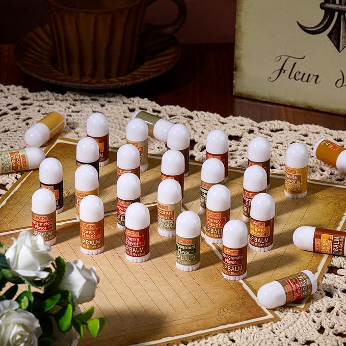 10 Pcs Mini Sunscreen Lip Balms Bulk SPF 30 Lip Balm Sticks Favors with Sunscreen SPF Employee Staff Appreciation Gifts Bulk Team Coworkers Christmas Party Gifts for Travel Beach-VeraVaultWomen