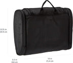 Amazon Basics Travel Toiletry Bag for Men and Women, Hanging Toiletry Bag, Dopp Kit with 2 Side Pockets, Multiple Interior Pockets, Durable 1680D Polyester, Handles Bathroom Spills/Splashes, Black