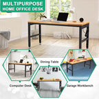 HABUTWAY Height Adjustable Workbench, 60"x20" 2000 Lbs Capacity Solid Wood Work Station Heavy-Duty, with Power Outlets, for Garage Party Shop Office