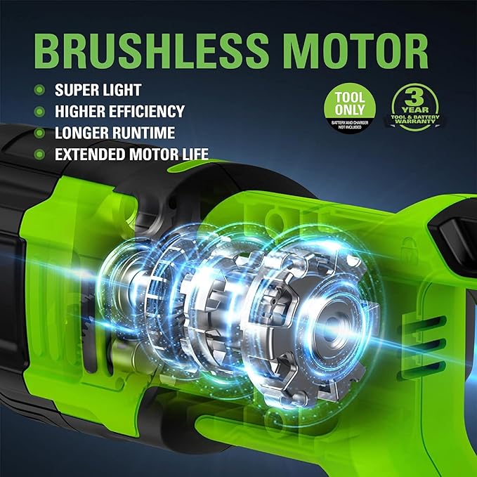 Greenworks 24V Brushless (1-1/8") Cordless Reciprocating Saw (2,700 SPM), Tool Only