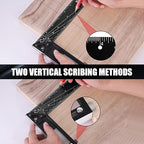 Rafter Square 7 Inch and Framing Square 12 Inch Carpenter Square Set, Aluminum Woodworking Square Tool Ruler for Woodworking, Black