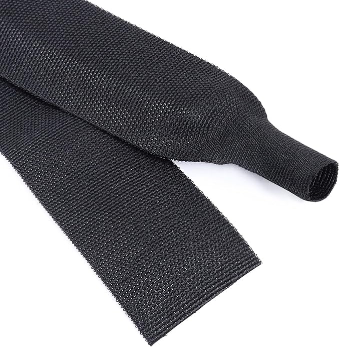 2 in 1 Heat Shrink Braided Sleeving 1-3/8 inch Cloth Wiring Harness Loom Abrasion Resistant Sleeve for Protection Cable/Sheath (34mm ID-29ft)