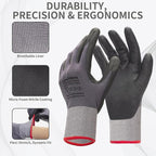 Micro-Foam Nitrile Coated Gloves-12 Pairs, Seamless Knit Design, Perfect for Home Projects and Construction