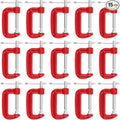 15 PCS 2 Inch Red C Clamps, Malleable Iron G Clamp, Small G Clamps with Sliding T-Handle for Woodworking Welding Building