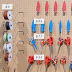 30 Pack Metal Scan Hook with Label Holder, Pegboard Hooks with Price Tag, Stainless Steel Display Pegboard Hooks for 1/8'' to 1/4'' Pegboard Wall for Garage Storage Retail Shop Supplies