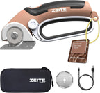 ZEITE 4V Cordless Electric Scissors Cardboard Cutter with 2 Blades,Storage Case,Rotary Cutter for Box Plastic Carpet Fabric, Easy to Hold and Safe,Mocha