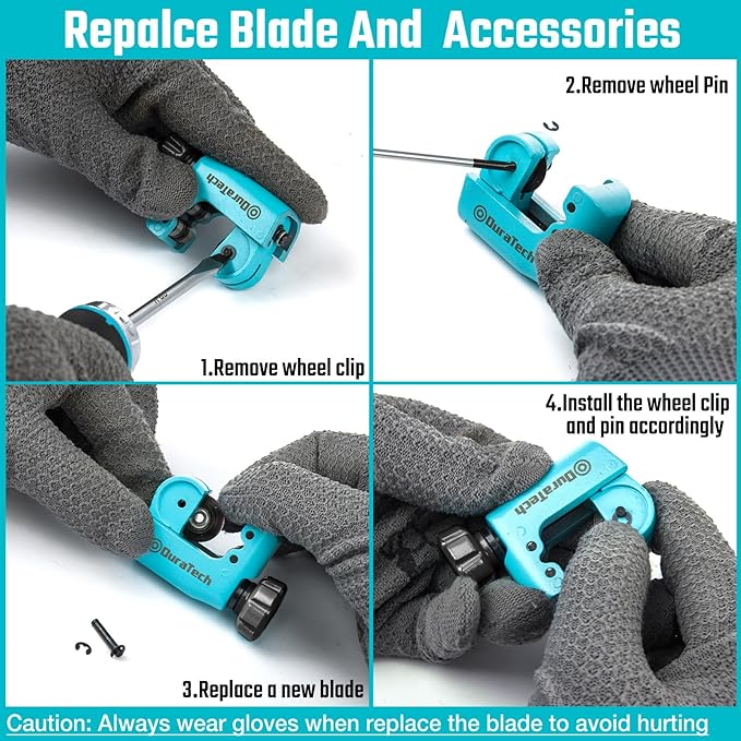 DURATECH Mini Tubing Cutter, for Outer Diameter: 1/8"-3/4"(3-19MM), Copper, Aluminum, Brass And Plastic Tubing Compact Cutter, Replacement Wheel Included