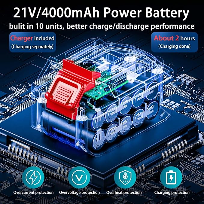 Angle Grinder, 4inch Cordless Angle Grinder, 18V/21V Grinder with 4000mAh Battery, 12000RMP Power Grinder Compatible with Makita Battery, Cutting/Deburring Grinder Tool