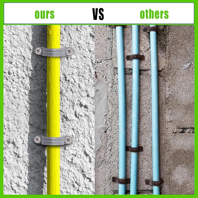 1 Inch PVC Pipe Strap, 2-Holes Conduit Pipe Clamps Plastic Pipe Supports (Grey, 20 Pcs)