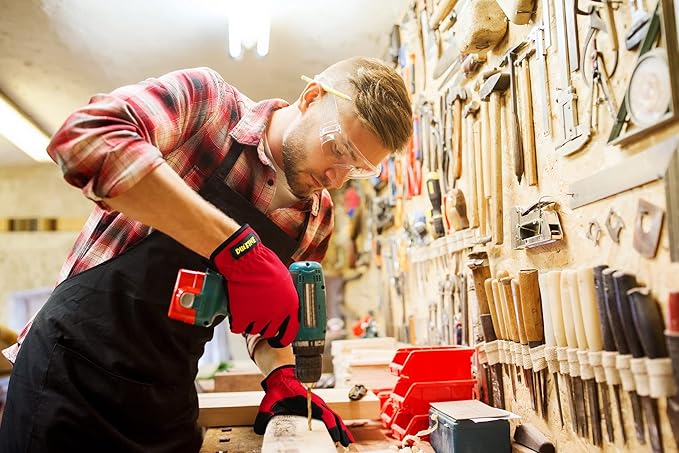 DULFINE High Performance Work Gloves For Men(12 Pairs Pack), High Dexterity Touch Screen For Multipurpose,Excellent Grip (Large)