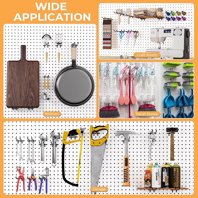 INCLY 4/6 Inch Black Pegboard Hooks, 36 Pack Heavy Duty Double Arm Peg Board Straight Hooks, Peg Board Tool Hangers Fit for 1/4" Pegboard Garage Hanging Tools, Craft Organizing, Kitchen, Store