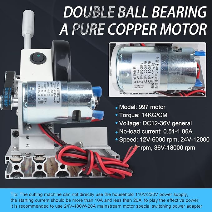 RATTMMOTOR 5" Mini Table Saw for Craft Q99-7 Multipurpose Portable Small Hobby Table Saw Cutting Machine 110V-220V, 0-45° Angle Adjustable, 997 Motor 18000RPM with 480W Power Supply for Crafts