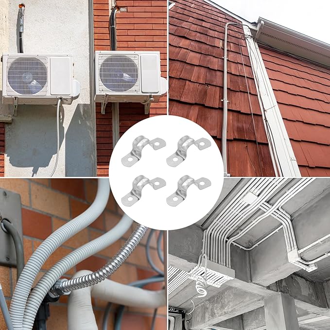 500 PCS 1/2 Inch Stainless Steel Rigid Pipe Strap, M12 Conduit Clamps, U Bracket Mounting Clamps with Two Hole, U Tube Pipe Clamp for Chemical Industry, Commercial