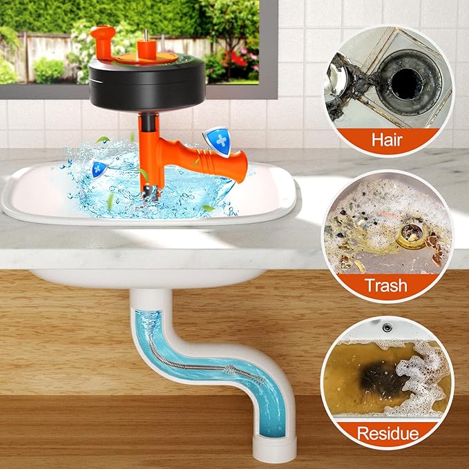 Drain Auger, Drain Snake With Drill Adapter, 25ft Plumbing Auger Heavy Duty Flexible Sink Steel Plumbing Auger Bathroom Hair Clog Removal Tool, Manual Or Powered for Shower & Bathtub Clog