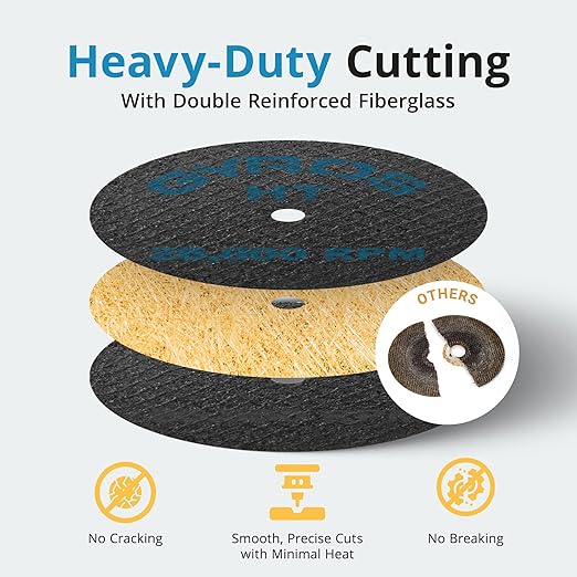GYROS Cut-Off Wheels for Rotary Tools – 2.5” High-Tensile Fiberglass Reinforced, 12-Pack | Great for Cutting Hardened/Unhardened Steel, Steel Alloys, Hard Bronze, Metal | Made in USA 11-32250/12