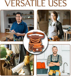 Leather Tool Belt 8 Pockets Leather Tool Pouch | Carpenters Tool Belts For Men Construction Tools Apron Tool Bag Organizer Utility Pouches (Maroon, Standard)
