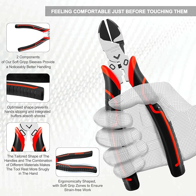 HAUTMEC 3PCS High Leverage Multi Plier Tool Set Include 8" Needle Nose Pliers Set, 8" Linesman Pliers, 6" Diagonal Cutting Plier, HT0270