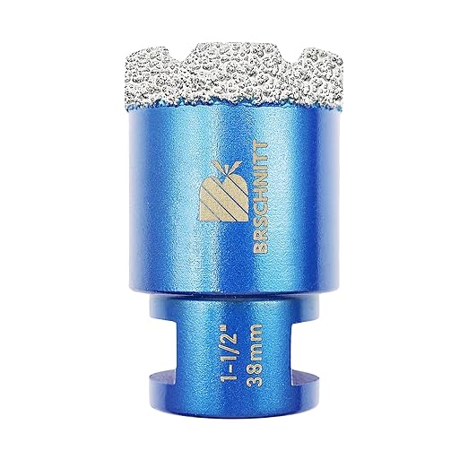 1-1/2 Inch Diamond Core Drill Bit for Porcelain Tile Ceramic Marble Granite Drilling,BRSCHNITT 1pc Vacuum Brazed Diamond Hole Saw with 5/8-11 Thread (38mm)