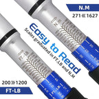 1-Inch Drive Click Torque Wrench, Dual-Direction Click Professional Torque Wrench 200-1200FT.LB/271-1356.7N.M, Dual Range Scales Graduated in FT.LB and N.M