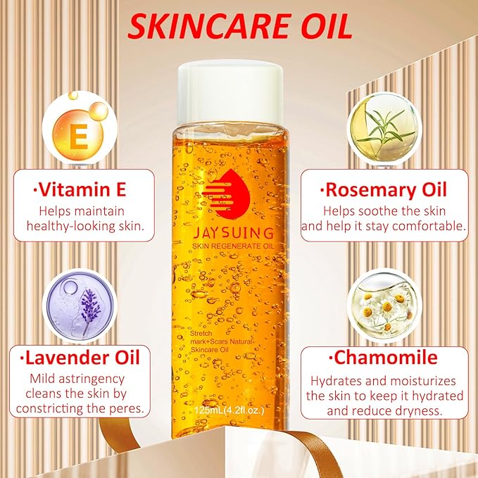 Stretch Mark Oil for Pregnancy, Skincare Body Oil for Scars and Stretchmarks, Pregnancy Oils for Stretch Marks Pre and Postpartum Natural Skincare Massage Oil, Skin Regenerate Oil, 4.2 fl.oz-VeraVaultWomen