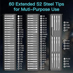 AM ARROWMAX 7.4V Mini Electric Screwdriver & Removable Angle Screw, Precision Electric Screwdriver Set, 60 in 1 Magnetic Bit, 5 Torque Setting, 5/32''Hex, Repair Tools For Phone Camera Watch (M1 PLUS)
