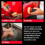 Griot's Garage Orange Foam Correcting Pads for Car Polishing and Detailing, Removes Light to Moderate Paint Defects, Durable, Machine-Washable, 11241, 3", Set of 3