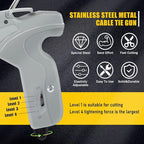 Delgada Metal Cable Tie Gun for Stainless Steel Ties, Professional Automatic Tightening Cutting Ratchet Tie Clamp,4-level Adjustable Fastening Tie Tool