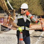 A-SAFETY High Vis Reflective Safety Vest for Men Women Zipper Ipad Pockets Mesh Construction Apparel Neon Vest for Work