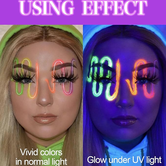 10 Colors Water Activated Eyeliner Palette,Water Activated Eyeliner,Neon Pigment Self Glowing Palette,Costume Halloween and Club Makeup Art Paint (01)