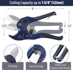 Bates- PVC Pipe Cutter, Cuts up to 1-1/4", Navy Blue Ratcheting PVC Pipe Cutter Tool, Pipe Cutters PVC Pipe Shears, Plastic Pipe Cutter, PEX Pipe Cutter, PVC Cutter Tool, PVC Ratchet Cutter