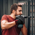 DULFINE Flex Grip Mechanic Work Gloves for Men,Black and Red Utility Safety Working Gloves Touch Screen,Excellent Grip,Ideal for Working on Cars and Outdoor Jobs(Medium)