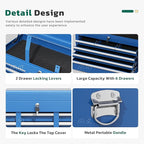 Greenvelly Tool Chest, 8-Drawer Rolling Tool Chest with Hooks and Lockable Wheels,Metal Storage Detachable Top Tool Box with Lockable Wheels for Garage,Workshop,Art Studio(Blue)