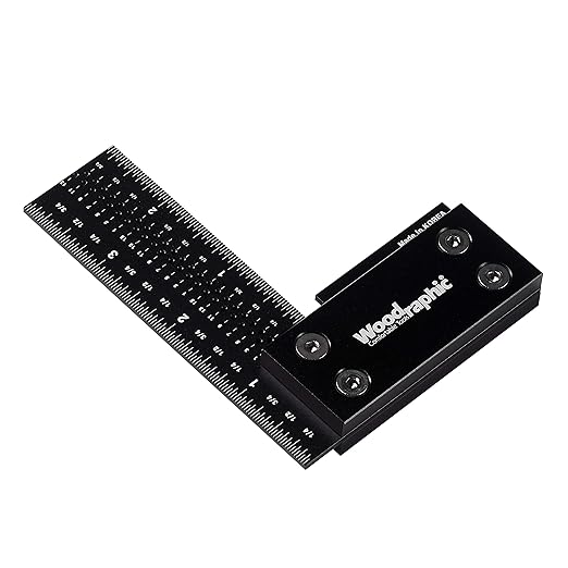 Precision Square Ruler for Measuring and Marking - Aluminum Steel Framing Tool for Professional Carpentry Use (4 Inch)