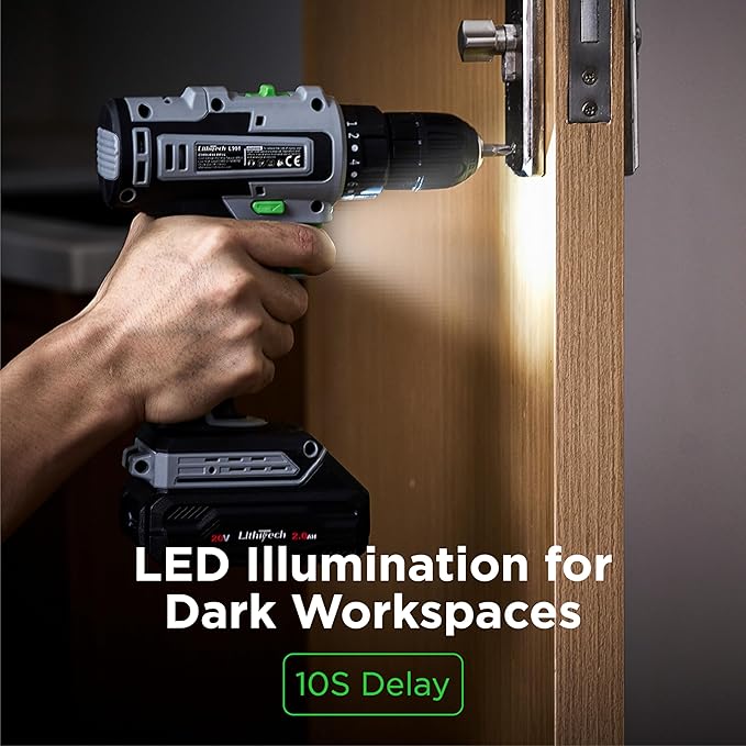 Cordless Drill Set, 20V Power Drill with Battery 2.0Ah and Charger, 3/8-Inch Keyless Chuck Electric drill, 18+1 Position, 2 Variable Speed, 380 In-lb Torque (Gray)