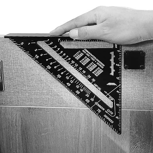 7 inch 12 inch Rafter Square Aluminum Alloy Double Scale Triangle Ruler Angle Ruler Carpenter Triangle Square Rafter Tool Mensurement Tool for Woodworking and Carpentry