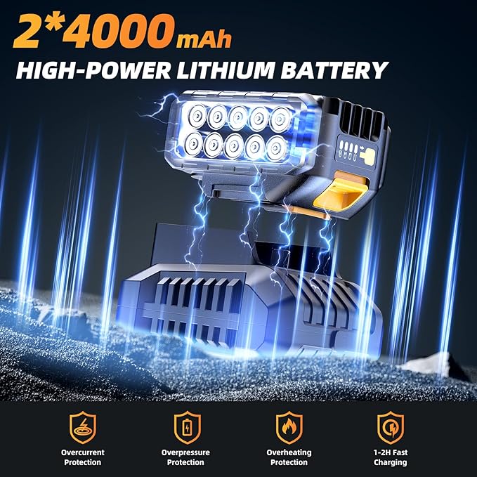 Cordless Impact Wrench 1/2 Inch, 1200N·m(886ft・lbs) Brushless High Torque Impact Gun, 21V Electric Impact Driver, 2x4.0Ah Batteries, Charger & 6 Sockets, Variable Speeds for Car/Truck RV/Mower