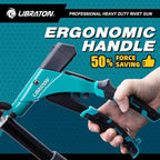 LIBRATON Professional Heavy Duty Rivet Gun, One-Handed Pop Rivet Gun Set, Robust Riveter with Shaft Container, Manual Riveting Tool, Tool-Free Interchangeable Heads, for Metal, Wood and Plastic