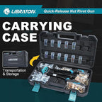 LIBRATON Rivet Nut Tool, 16" Rivnut Tool Kit, Hand Rivet Nut Tool kit with 11PCS Metric & SAE Interchangeable Mandrels, 110PCS Rivet Nuts, Carrying Case, Auto Release Nut Design