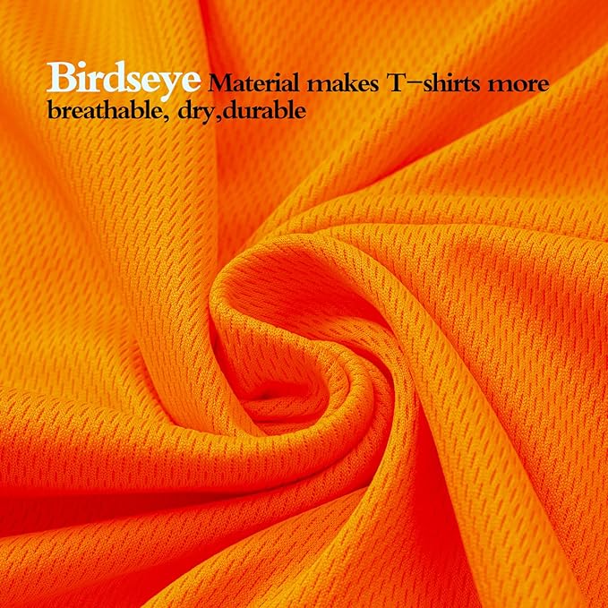 High Visibility Shirts Quick Dry Safety T Shirts with Reflective Strips and Pocket Short Sleeve Mesh Hi Vis Construction Work Class 2 Shirt for Men/Women Black Bottom Orange,6XL