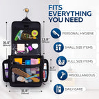Extra Large Hanging Travel Toiletry Bag for Men and Women - Cosmetic Travel Bag With Shoulder Strap - Waterproof Hygiene Bag with Metal Xxl Swivel Hook and 19 Compartments for Toiletries